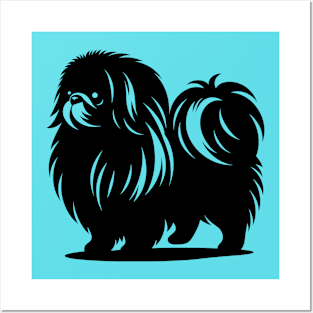 Pekingese Dog Silhouette Posters and Art